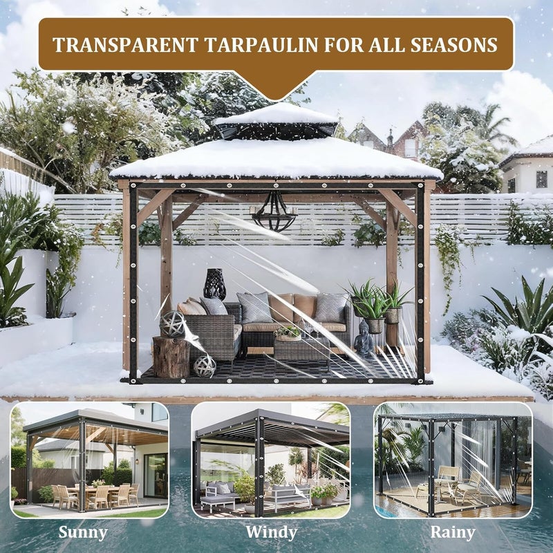 MVRFN Heavy Duty Clear Tarp 4x6ft Thickened 14Mil Waterproof Clear Tarps with Grommets Tear Resistant PVC Vinyl Reinforced Edges for Greenhouse Patio Garden Pavilion Chicken Porch Outdoor Chicken Coop - Image 4